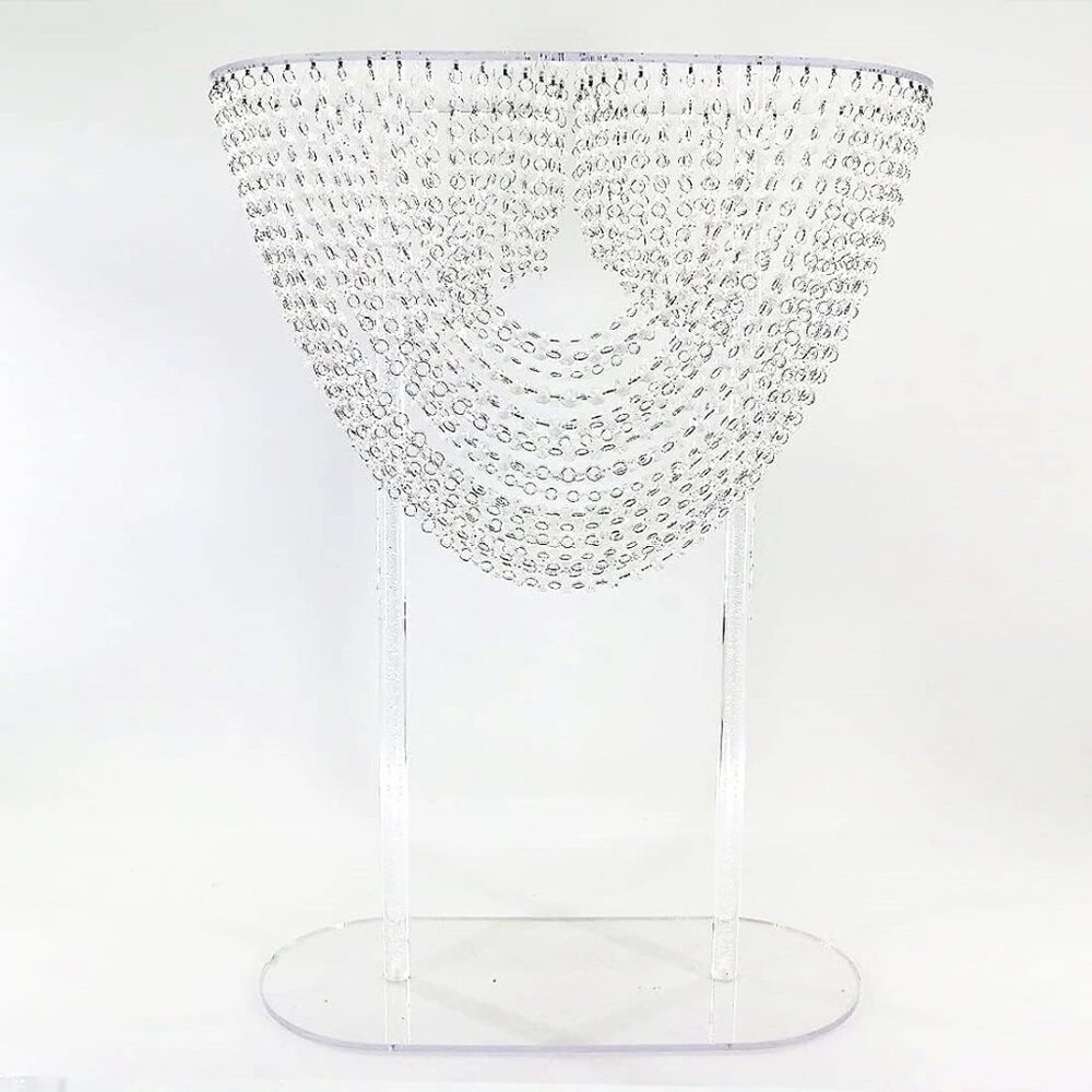 Romantic Tall Acrylic Flower Stand with Crystal Dangles - Wedding Essential